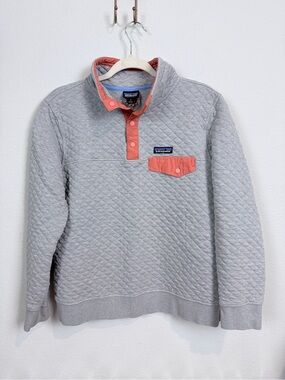 Patagonia Organic Cotton Quilted Snap Pullover Drifter Grey M